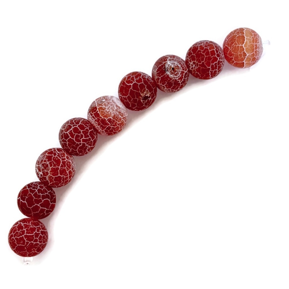 As Low As $2 10mm Red Weathered Agate Round Beads (9)
